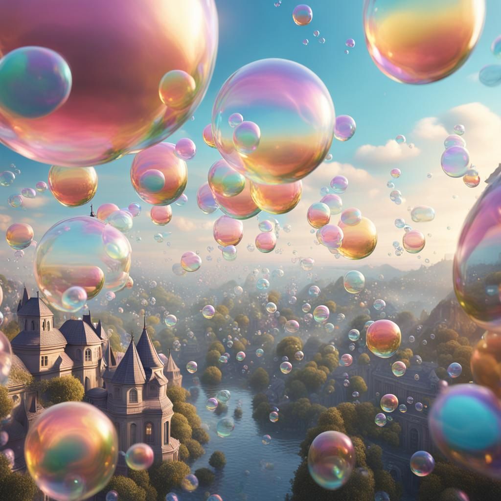 Whimsical Soap Bubbles in Pastel Colors