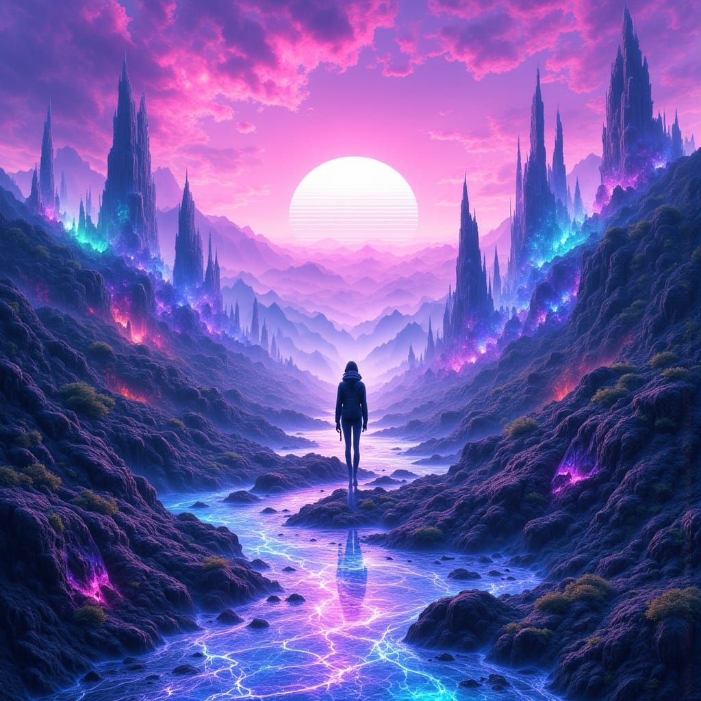 Surreal Alien Landscape with Floating Mountains