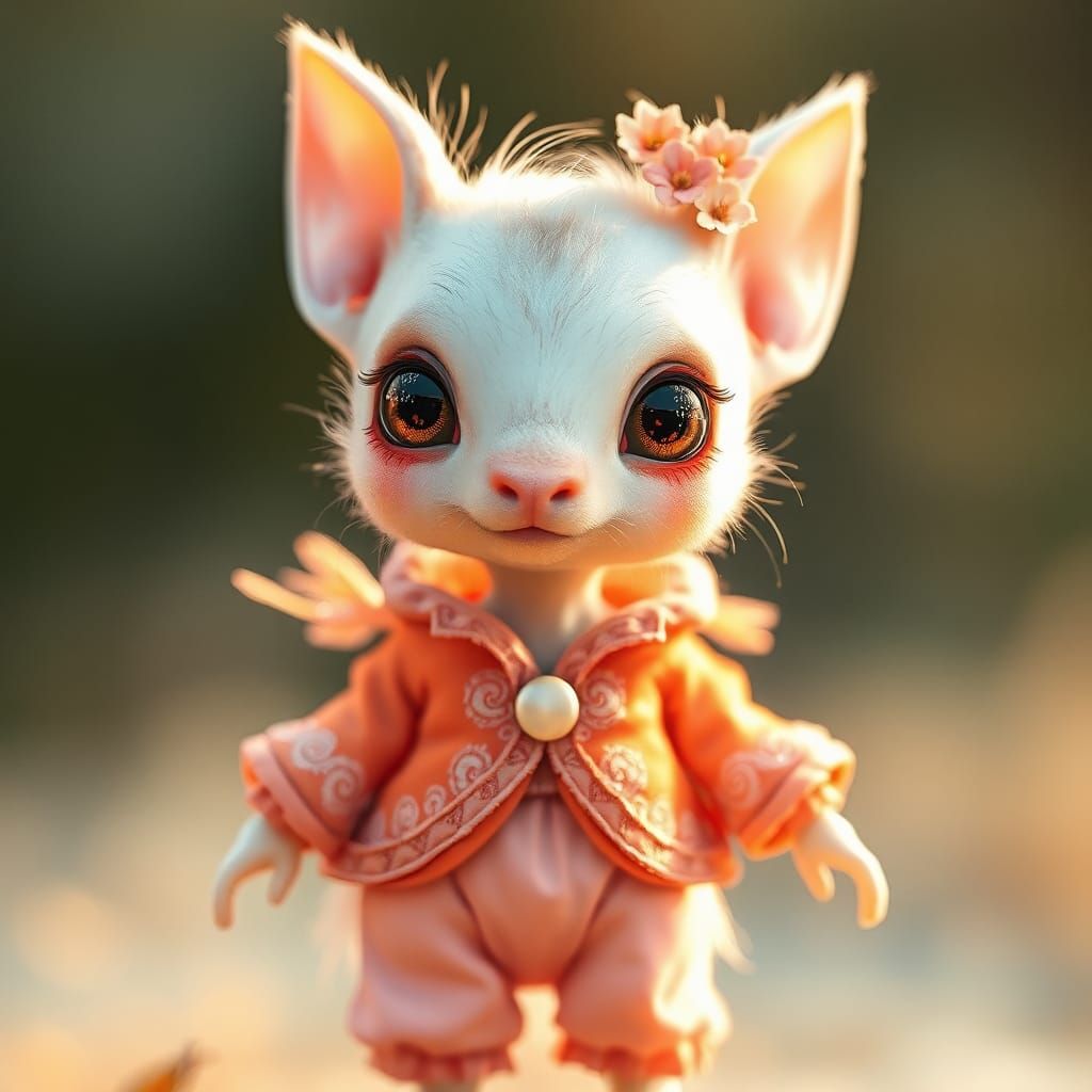 Albino Creature in Whimsical Watercolor Style