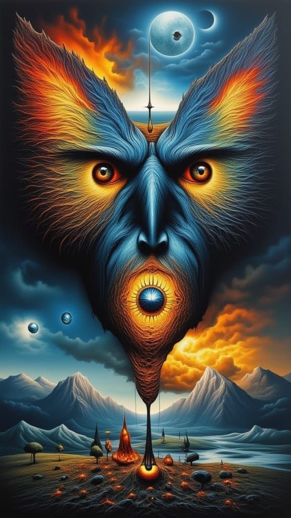 Surreal Xenomorph Butterfly-Man in Billowing Smoke