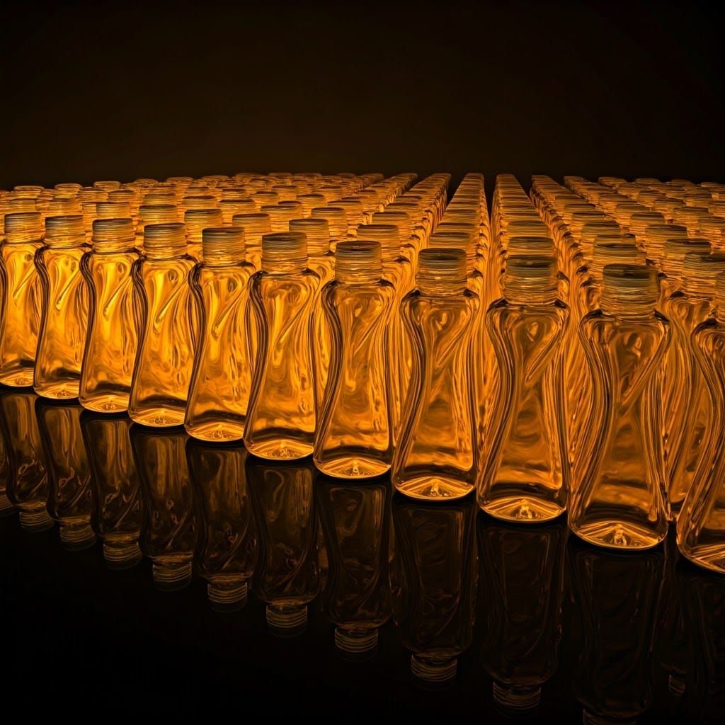 Infinite Baby Oil Bottles in Hyperrealistic Style
