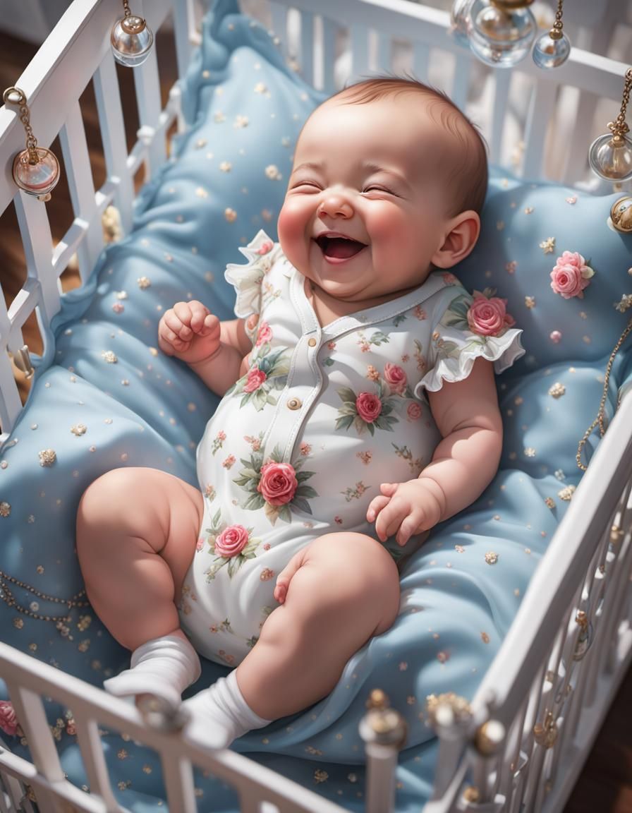 Laughing Baby Poster Art in Hyperrealism Style