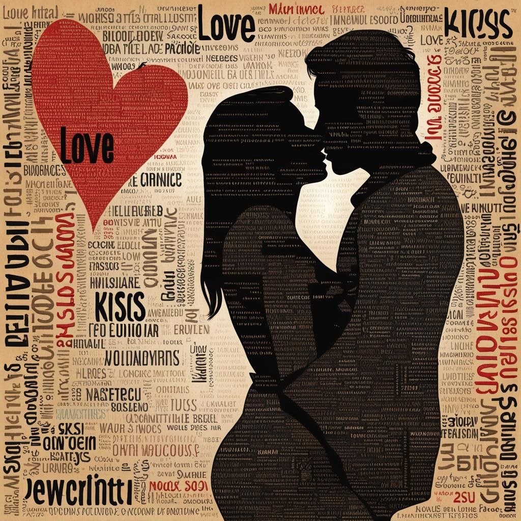 Woman's Portrait in Word Cloud Art Style