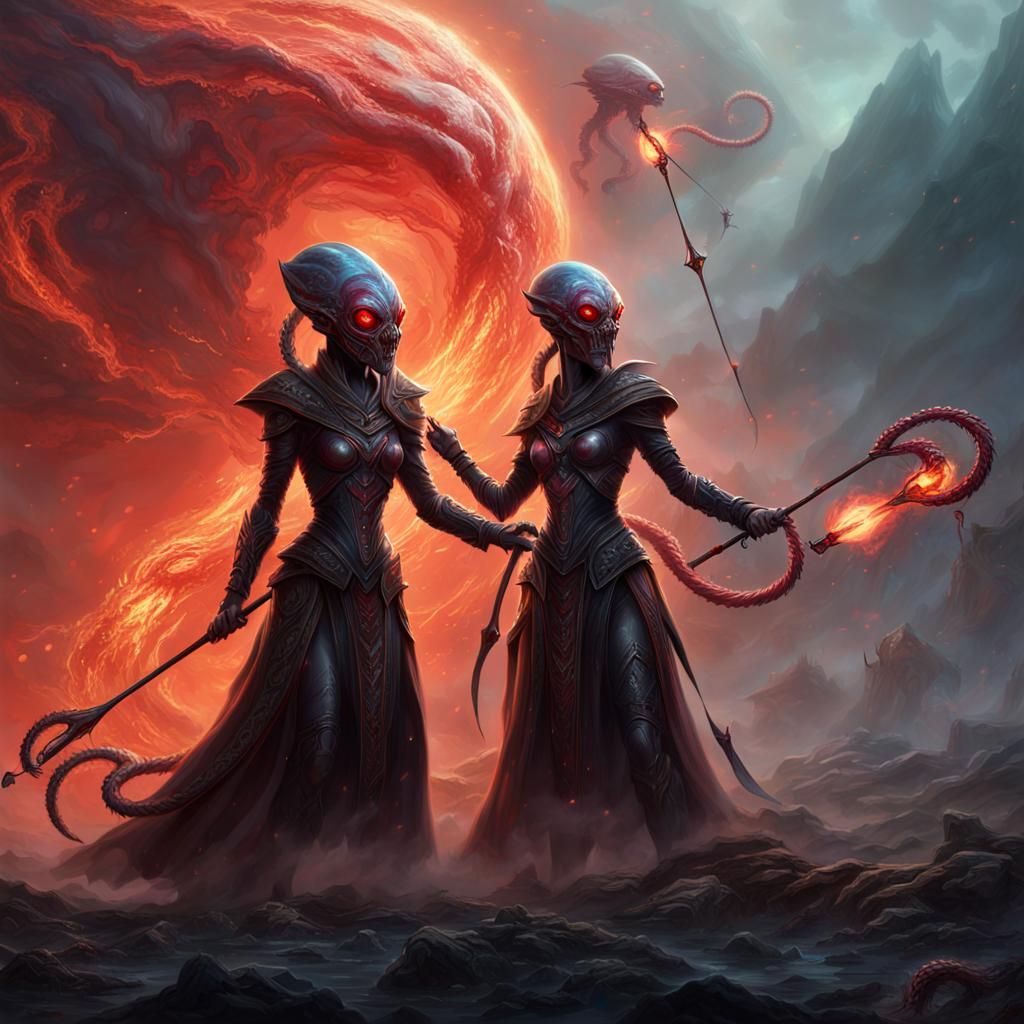 Sci-Fi Alien Battle on Ethereal Planet