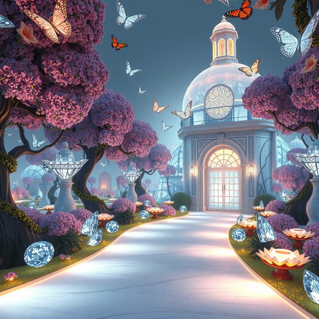 Diamond Trees in a Crystalline Botanical Garden