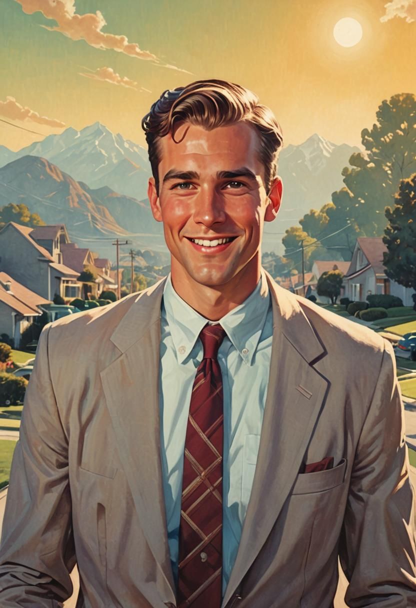 Retro Pinup Illustration of Mormon Missionaries