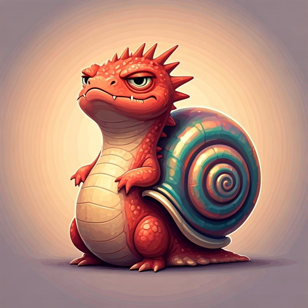 Dragon Snail Hybrid in Dreamy Pastel Art Style