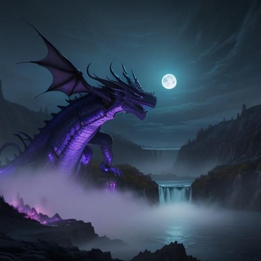 Dragon Emerges from Niagara Falls: Fantasy Concept Art