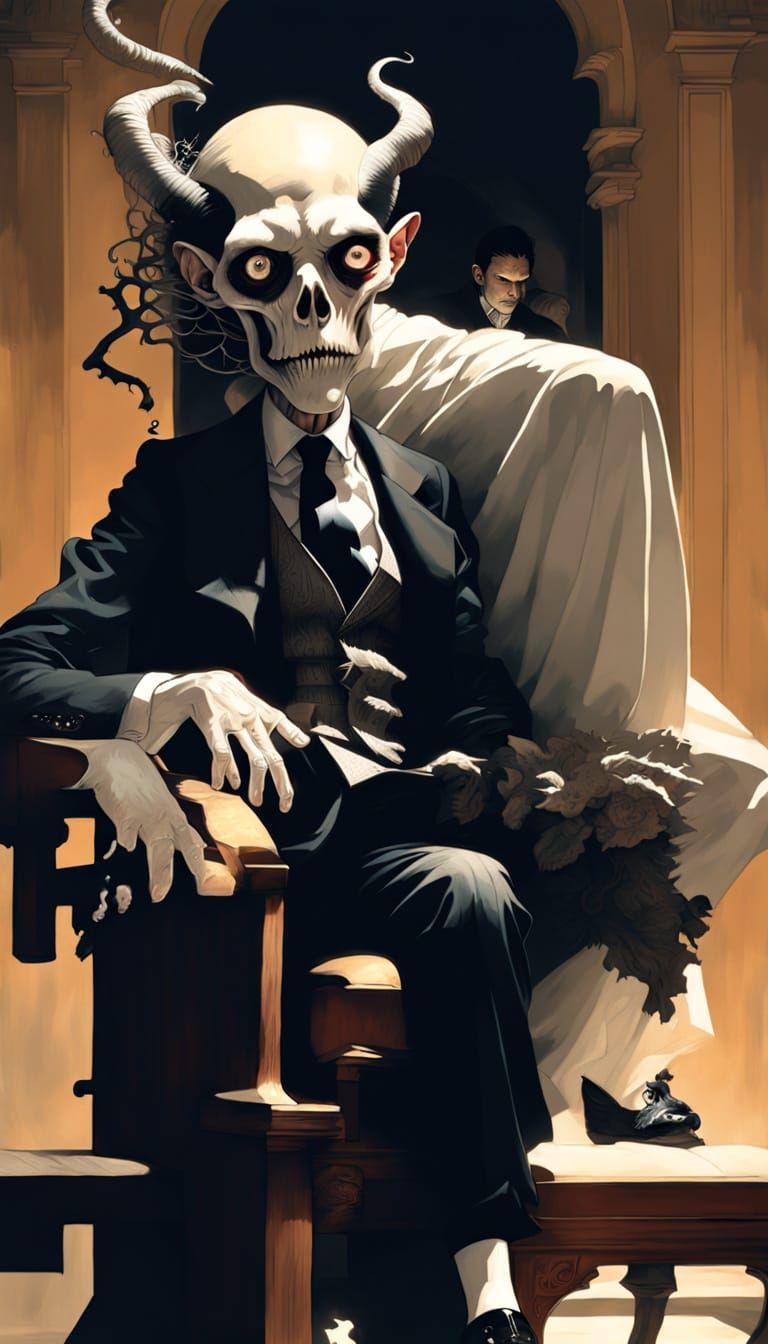 Eldritch Monster with Fangs in Dark Fantasy Style