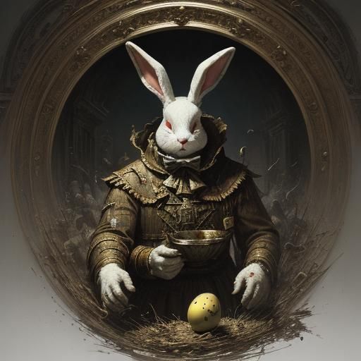 Nightmare Easter Bunny Inspired by Doré and Rutkowski