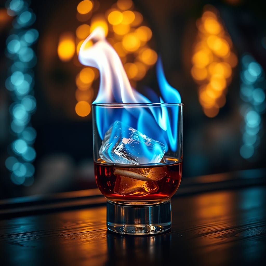 Golden Hour Whiskey Celebration in Hyper-Realistic Style