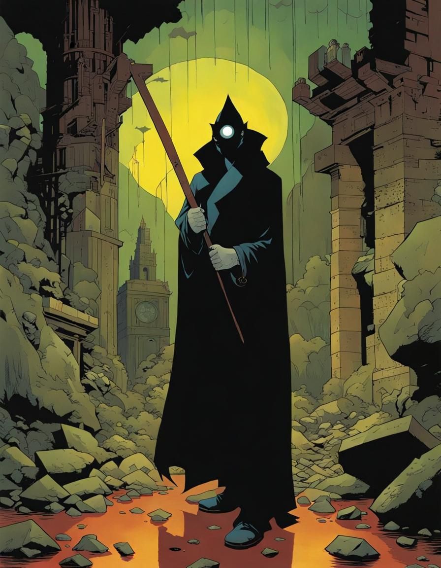 Sinister Demonspawn Emerges from Ruins in Dark Portrait