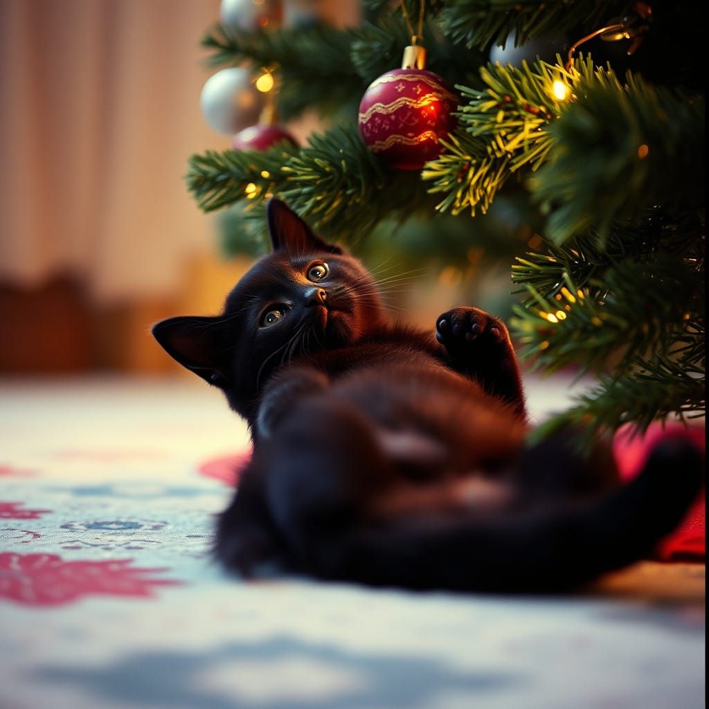 Cozy Christmas Kitten in Cinematic Style