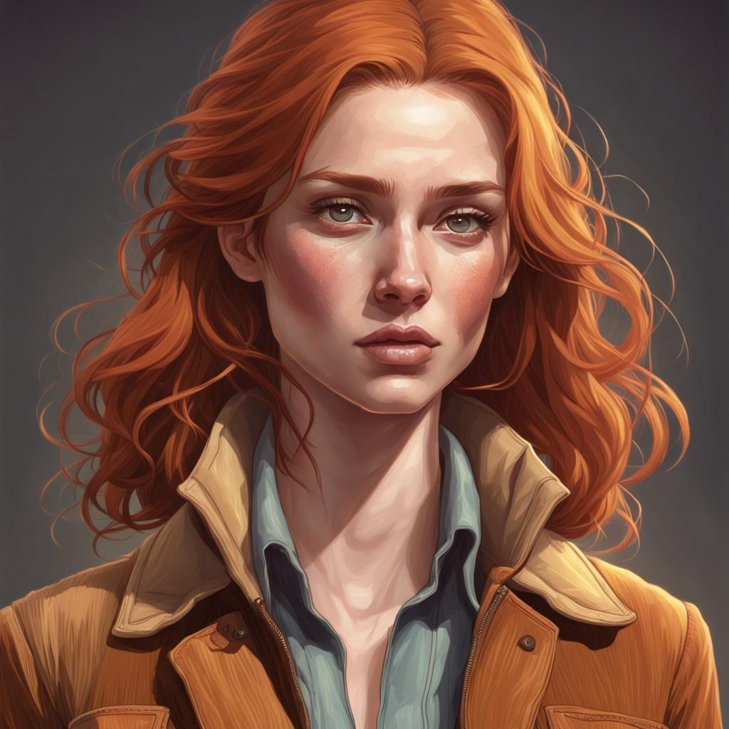 Detailed Portrait of a Shy Ginger Woman