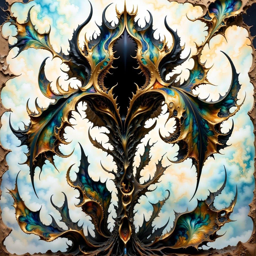 Futuristic Steel Iris Flower with Tribal Tattoo Design