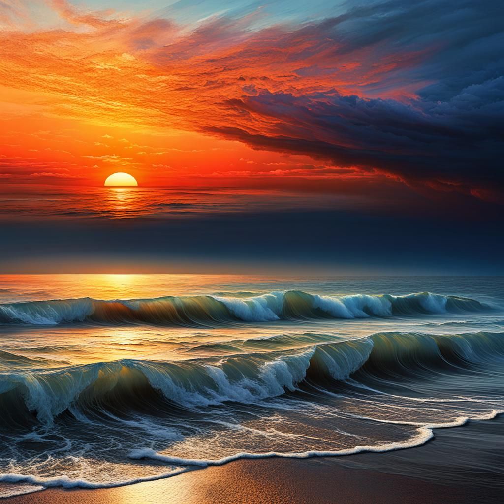 Beach Sunset in Abstract Style