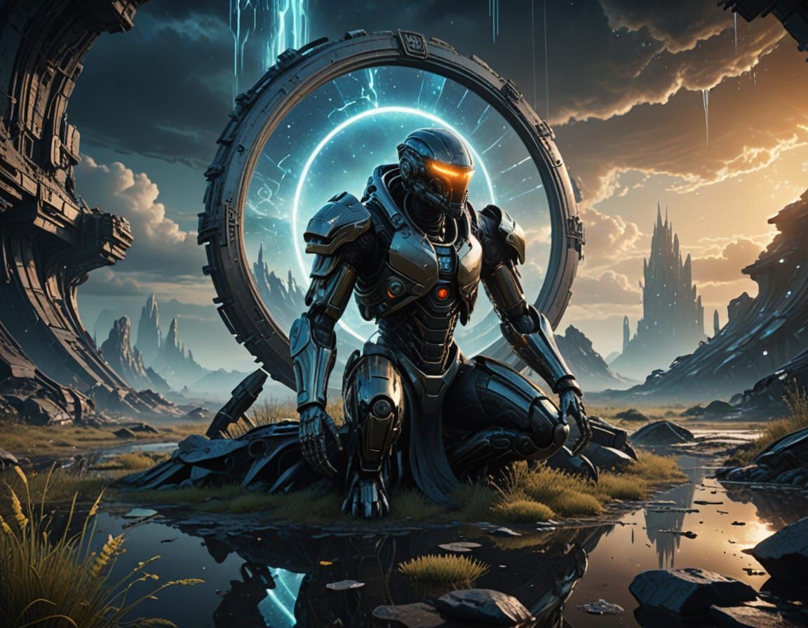 Ethereal AI in Post-Human Earth Ruins