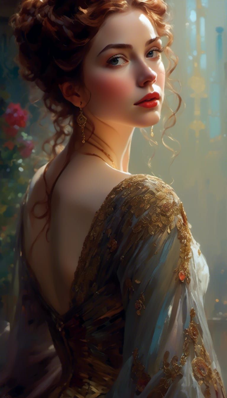 Hyperrealistic Princess Belle Portrait with Dramatic Lightin...