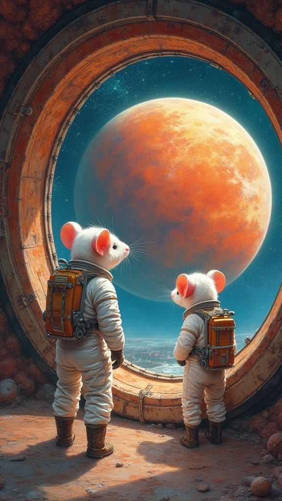 Mouse and AI Wandal Explore Giant Pumpkin Spaceship