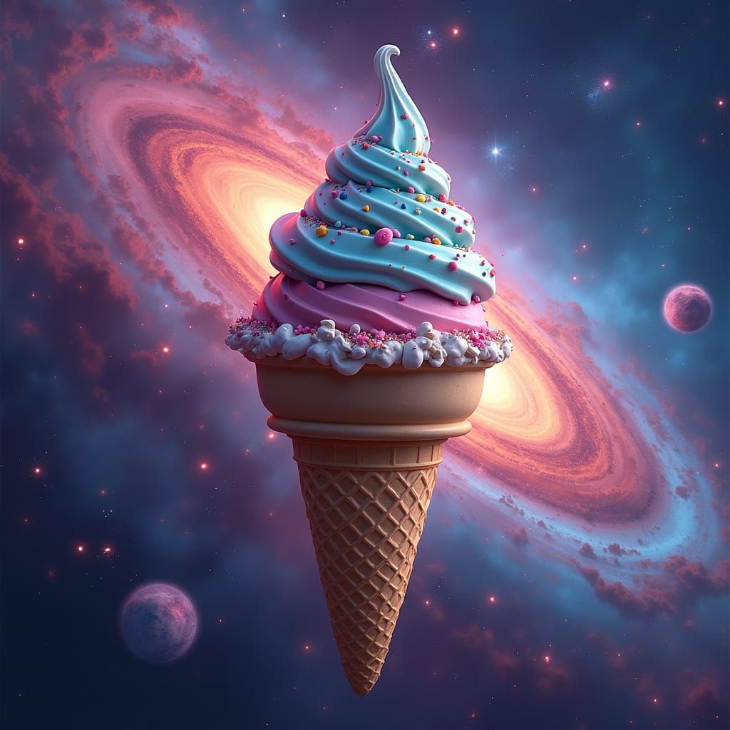 Cosmic Ice Cream Nebula in Space Art Style
