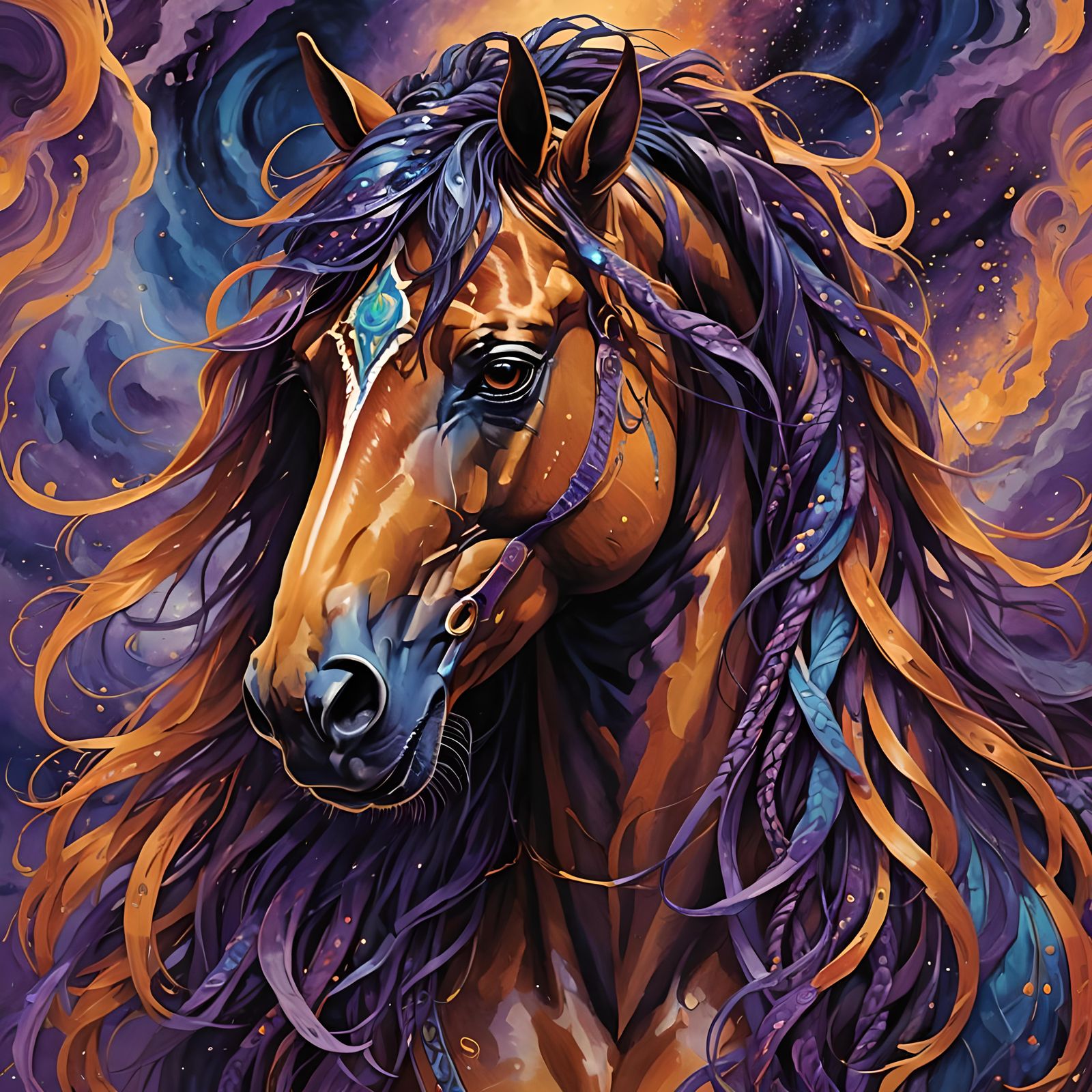 Detailed Matte Painting of a Horse Head