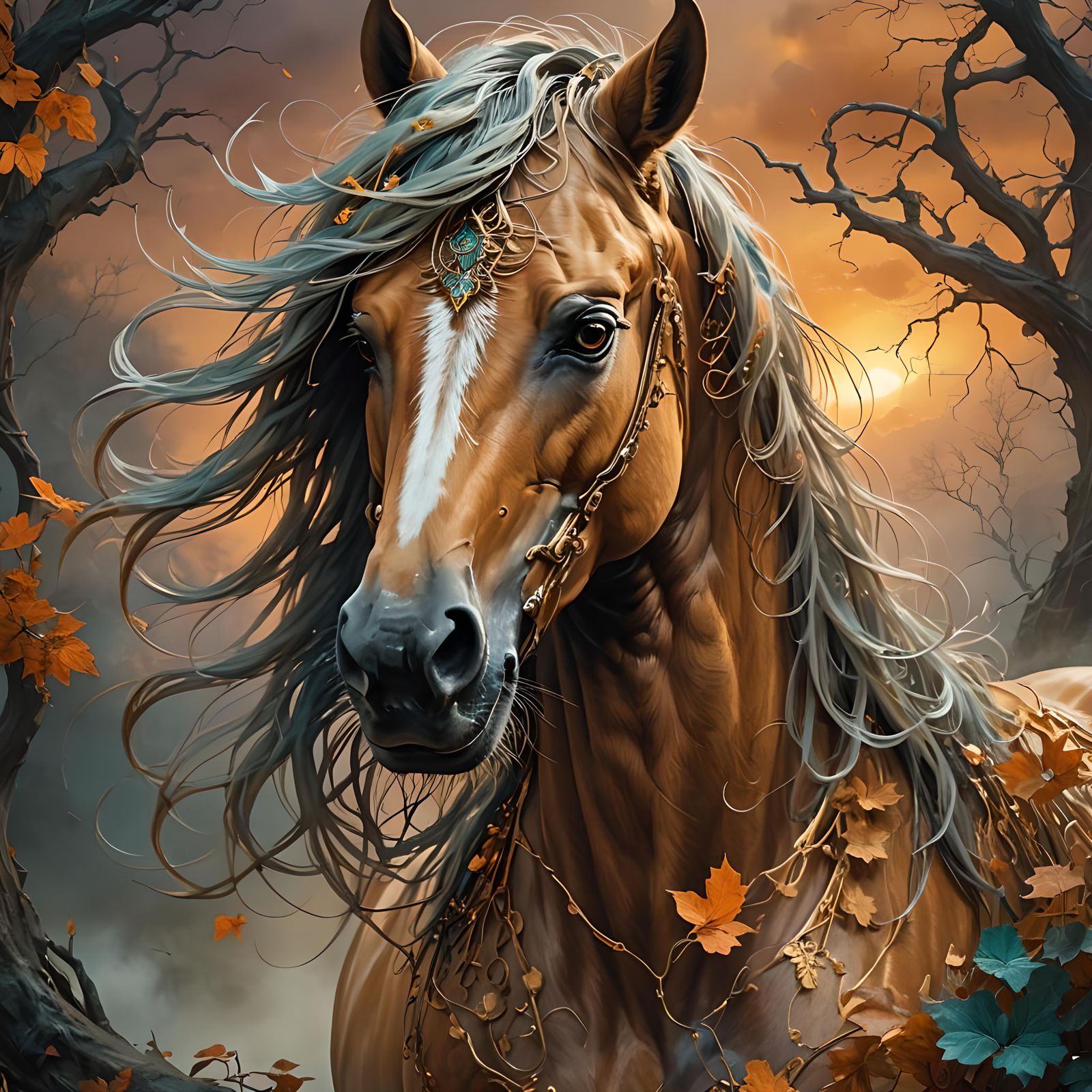 Fantastical Horse Head in Detailed Matte Painting