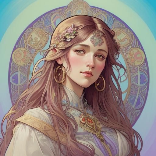 Girl in Candyland Cityscape Oil Painting