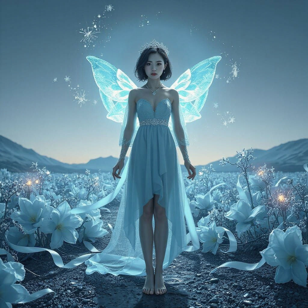 Ice Fairy in Magical Landscape