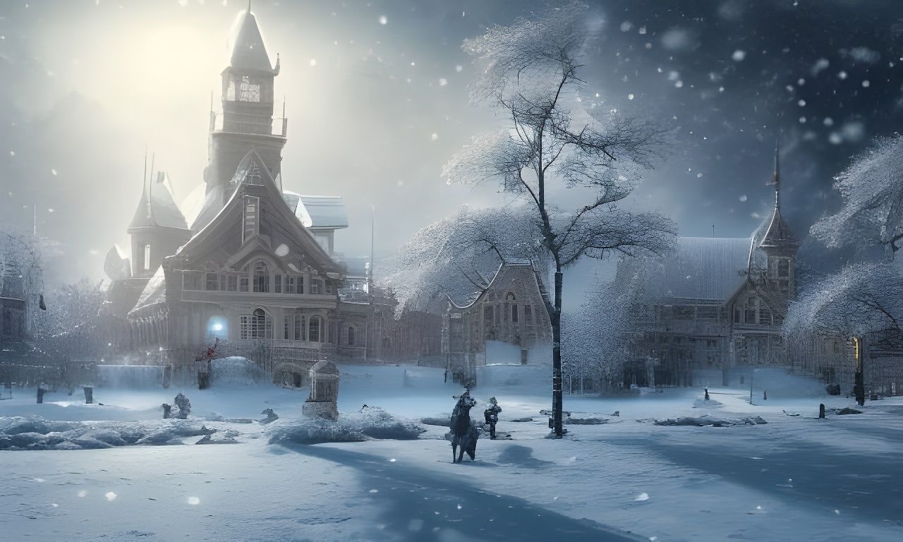 Magical Winter Wonderland Christmas Digital Painting