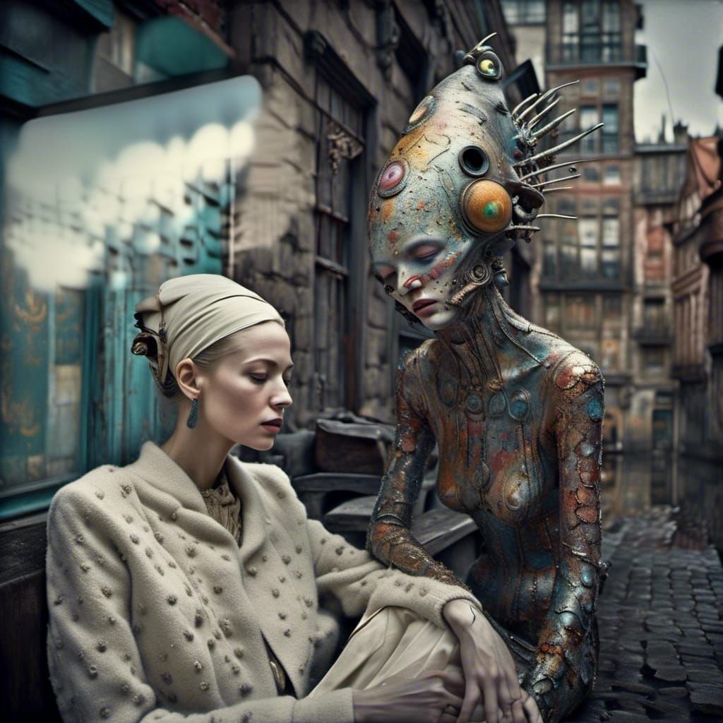 Polychromatic Alien Encounters in a Futuristic City