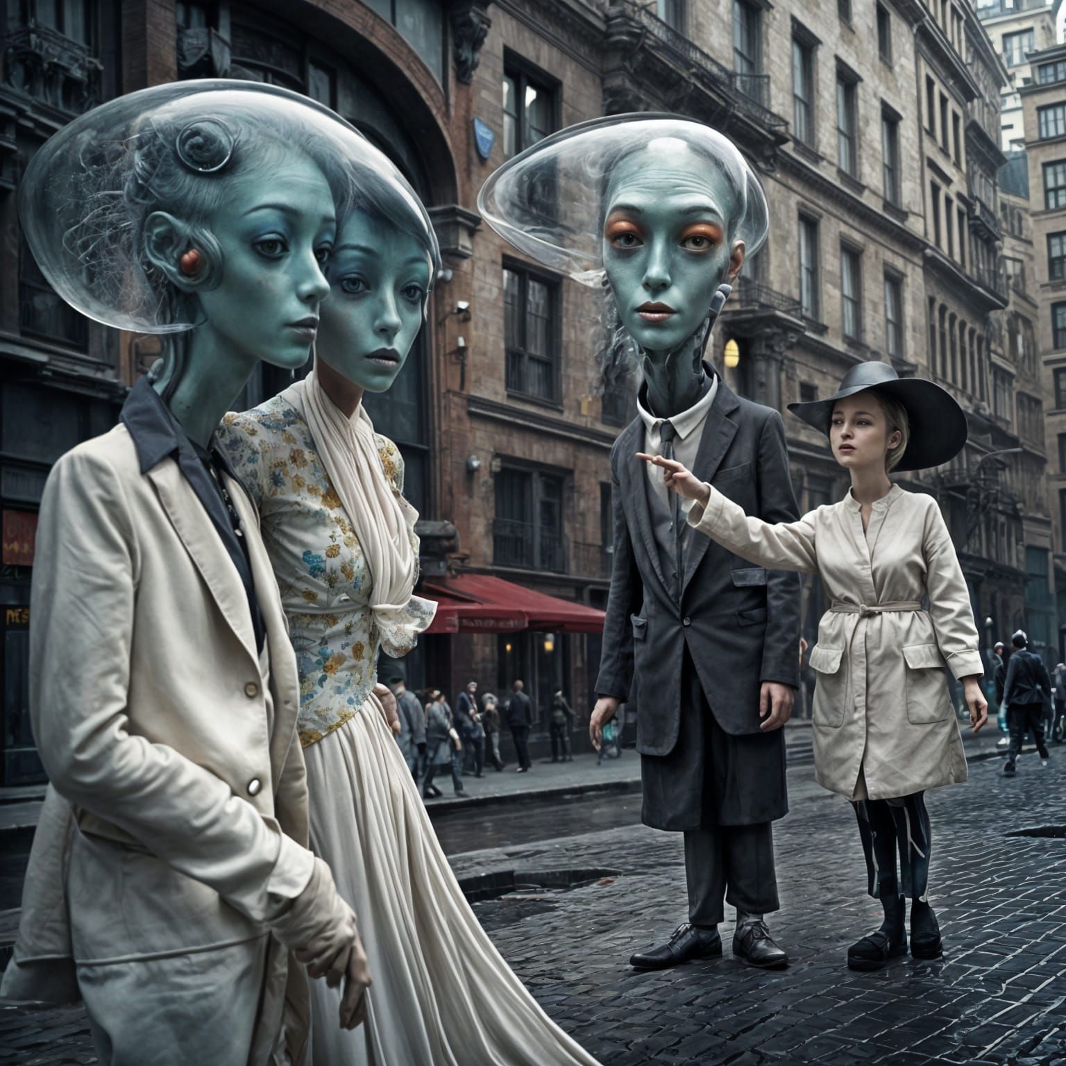 Polychromatic Alien City Life: Detailed Matte Painting