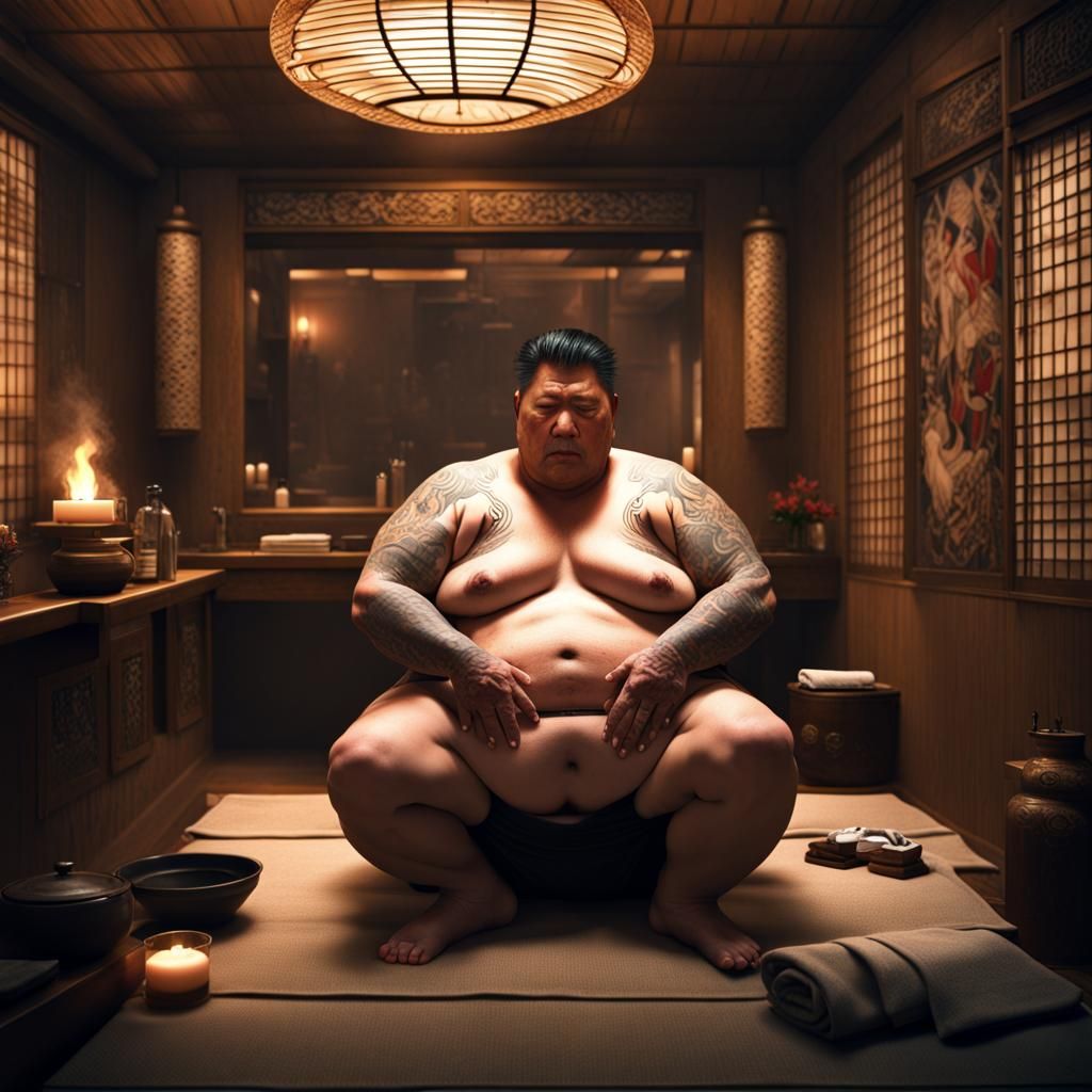 Yakuza Member Receives Massage in Bathhouse