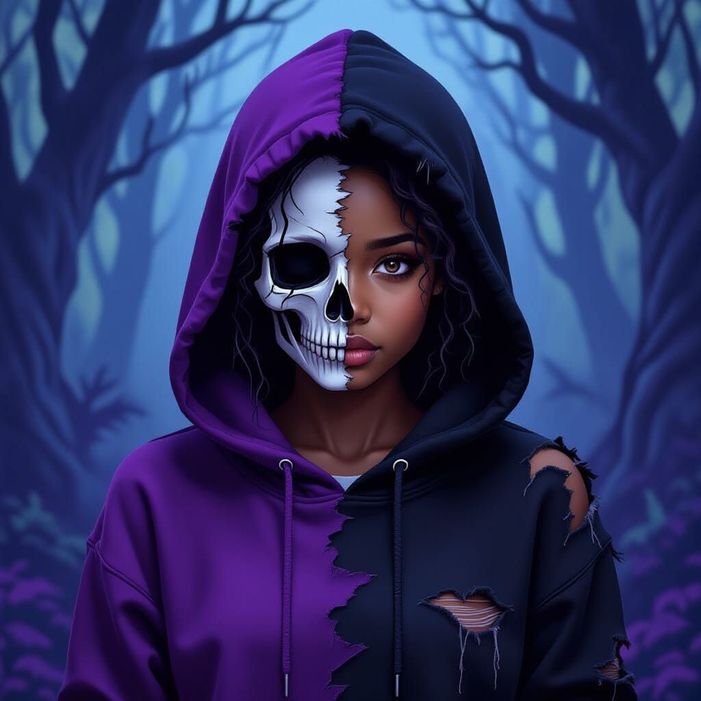 Dual Portrait in Haunting Forest