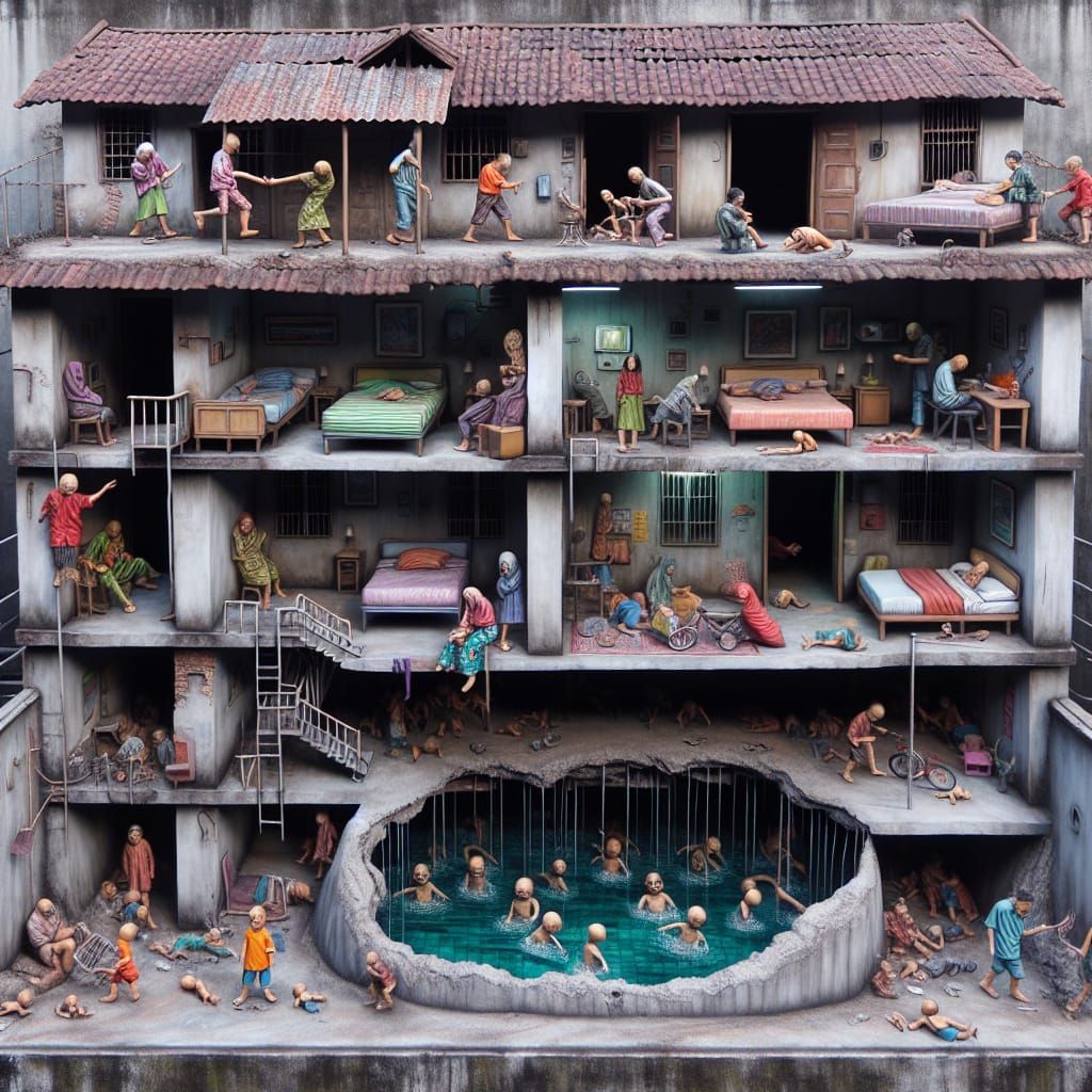 Eerie Nightmare: A Crumbling Boarding House