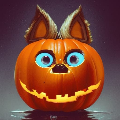 Hyperdetailed Jack-o-Lantern Furby Portrait