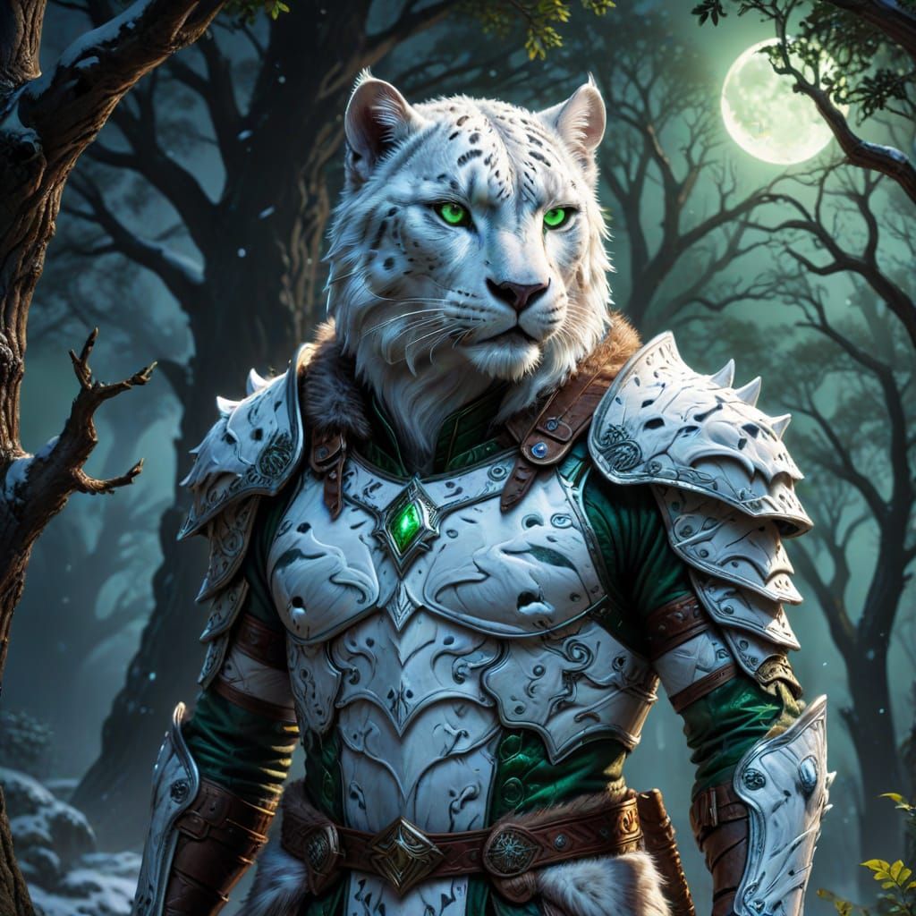 Snow Panther Warrior in Comic Book Art Style