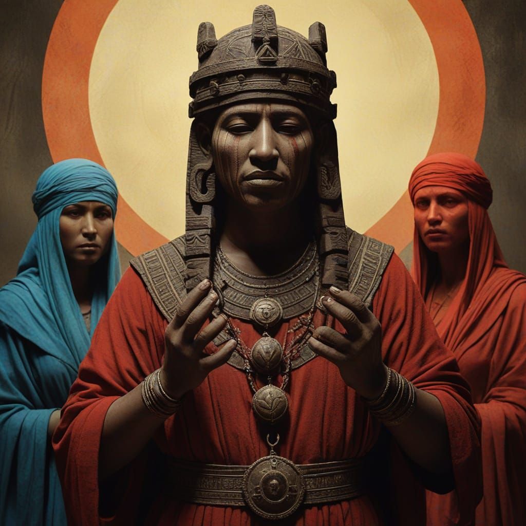 Sumerian Idol Worship in Creepy Horror Style