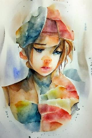 Elegant Woman in Watercolor Style Portrait