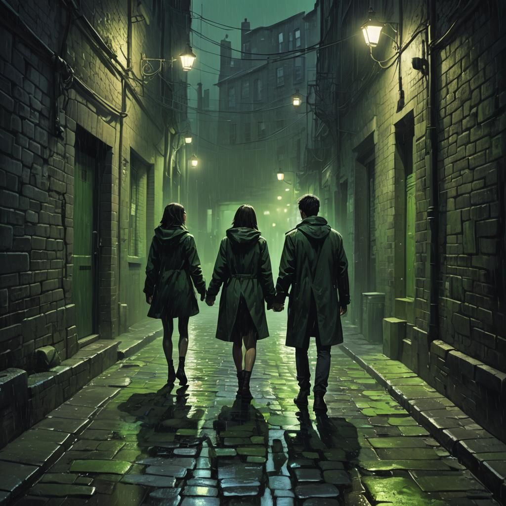 Dark Fantasy: Couple with Hidden Powers in Alleyway