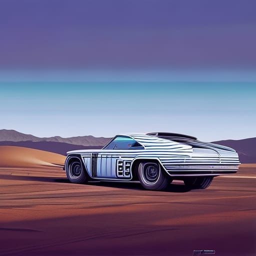 Hyperrealistic Car Races Through Time Flux