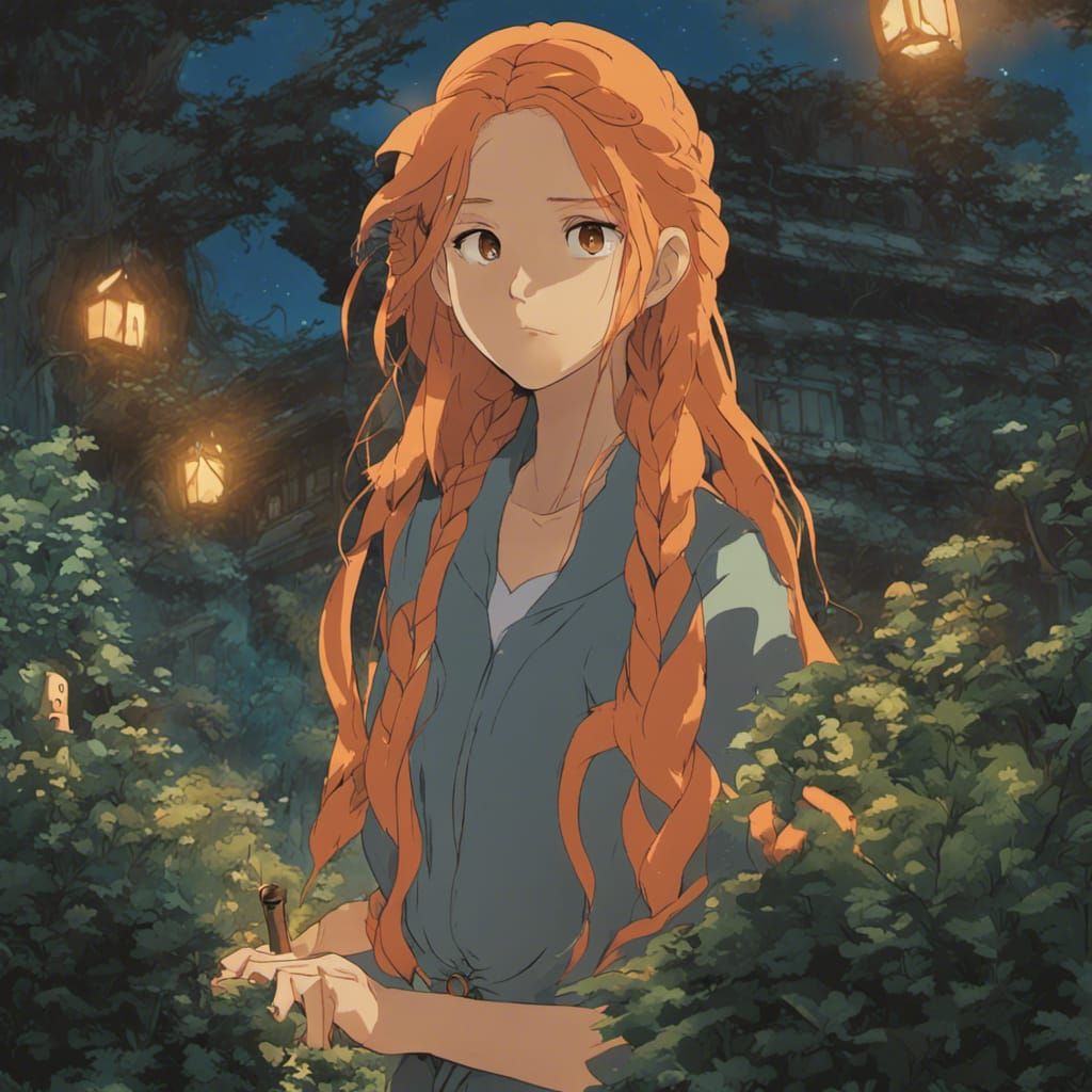 Fantasy Woman with Monsters in Anime Style