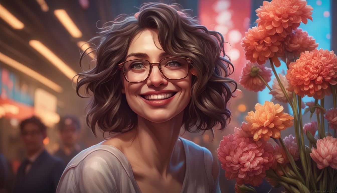 Woman at Cinema: Hyperdetailed Portrait