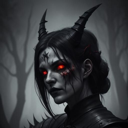 Demonic Woman Portrait in Dark Fantasy Style