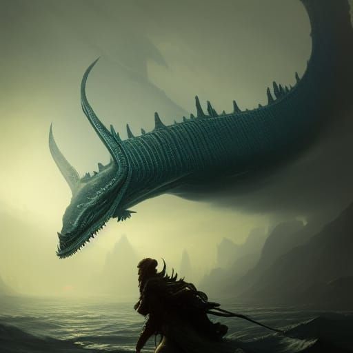 Epic Leviathan in Dark Fantasy Style