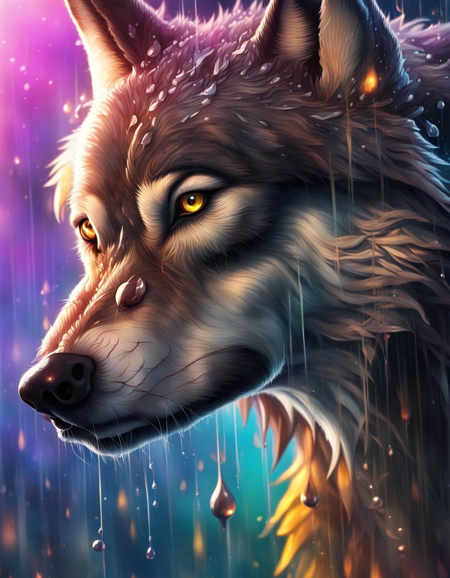 Hyperrealistic Wolfbane in Sparkling Rain