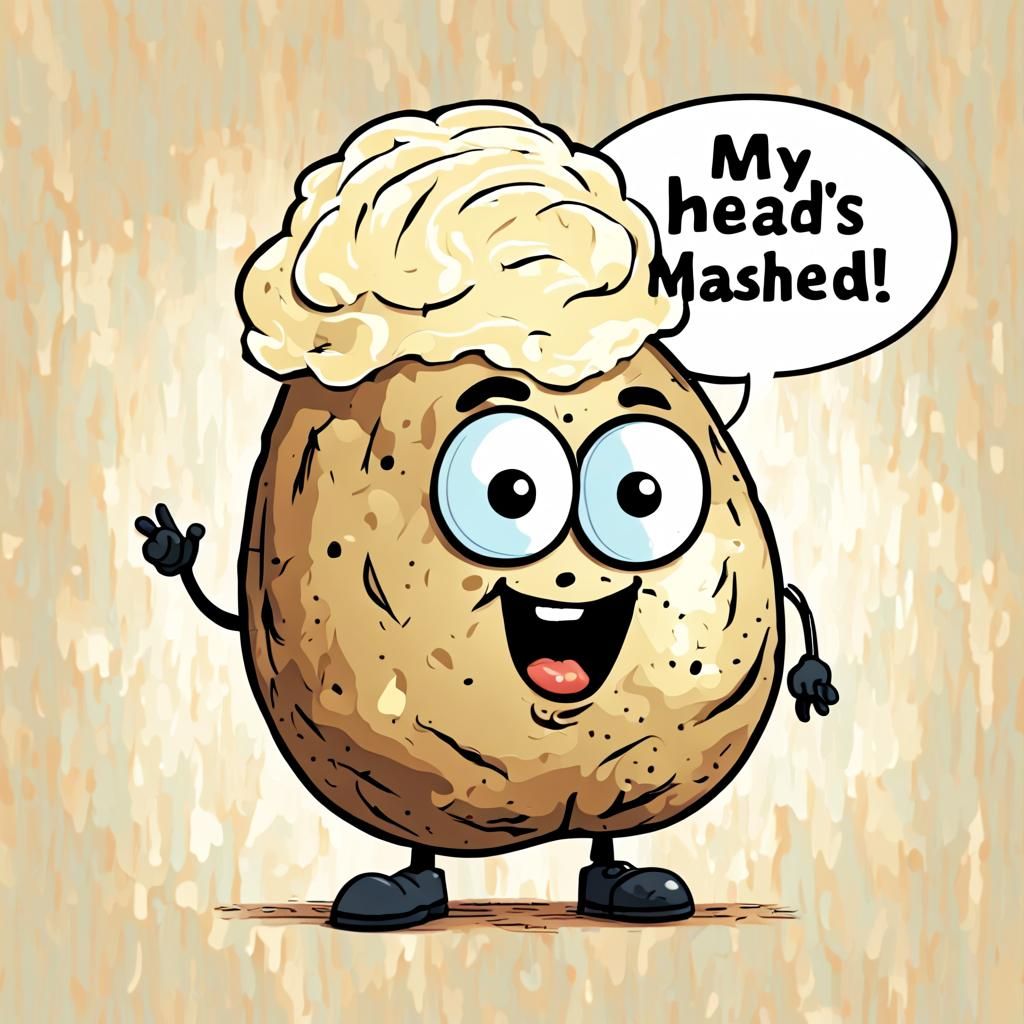 Anthropomorphic Potato with Mashed Potato Hairstyle