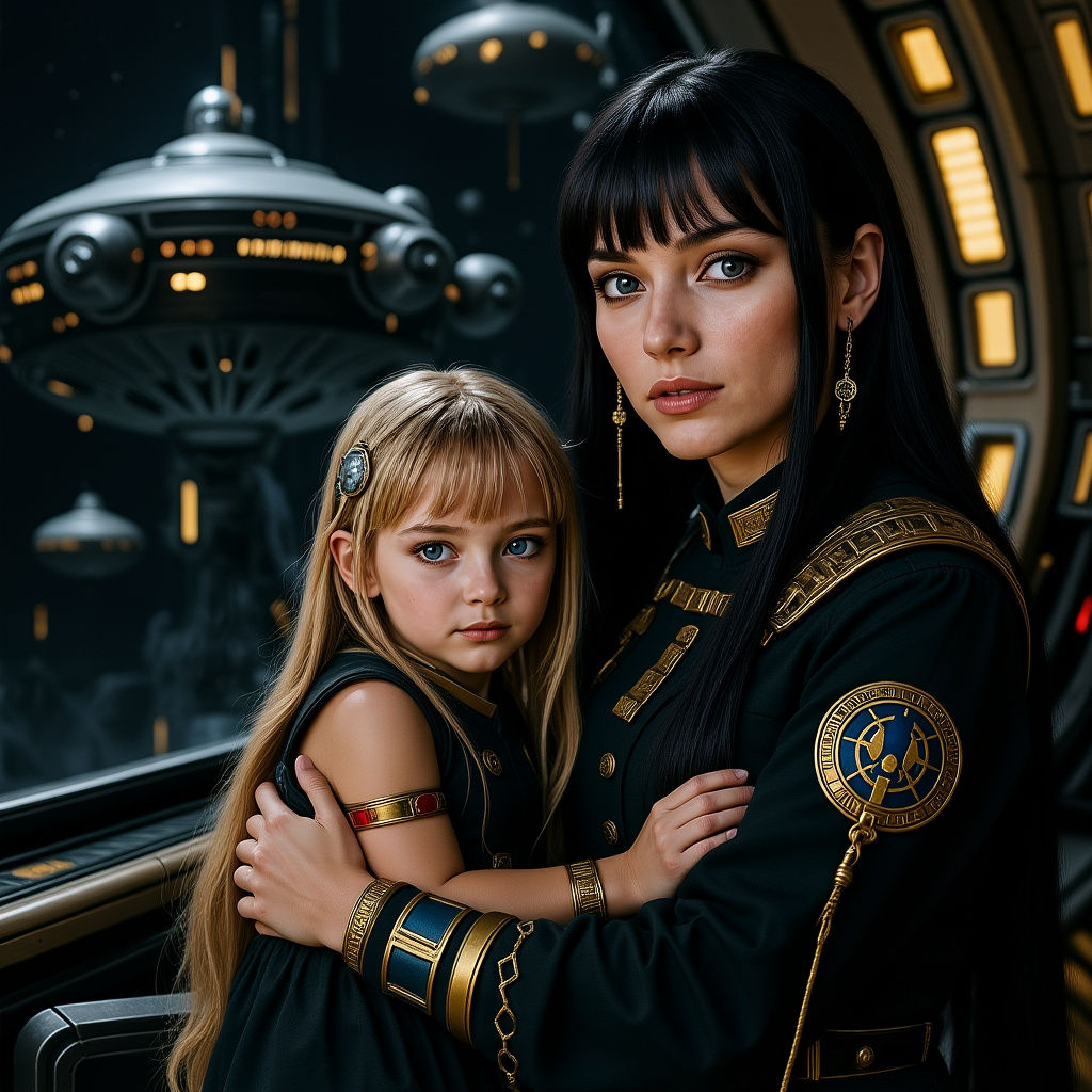 Sci-Fi Sith Goddess with Daughter in Space