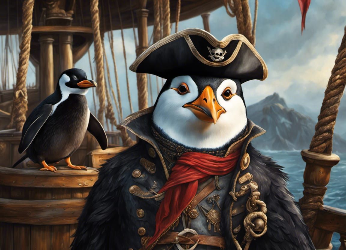 Penguin Pirates on the High Seas