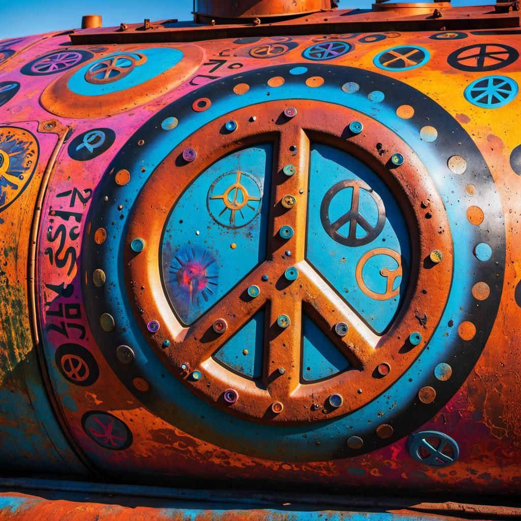 Colorful Peace Tank Graffiti at Beach Festival