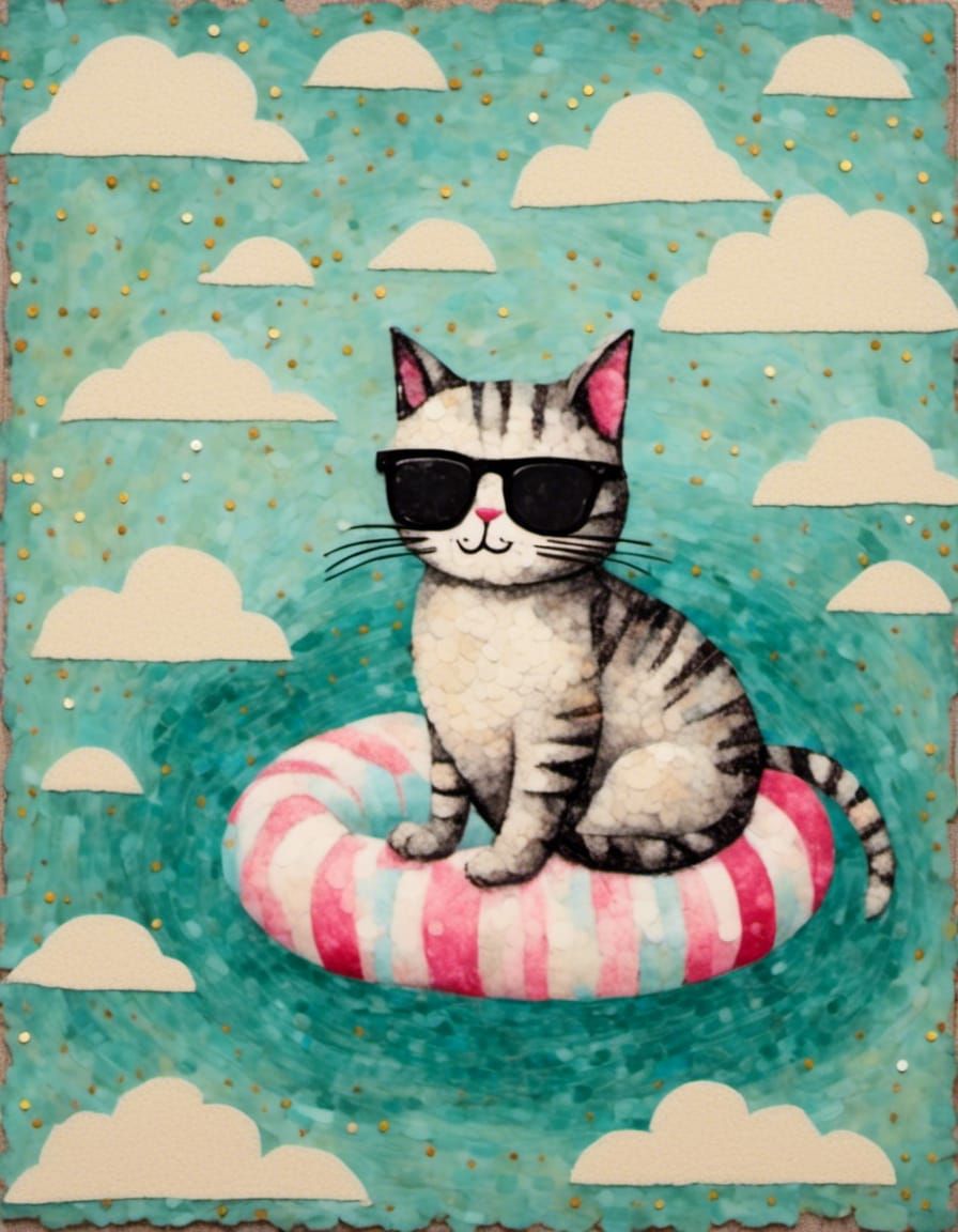 Happy floatie cat 💗